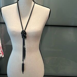 Kendra Scott McKayla Lariat Necklace wrap chain gunmetal tassel snake chain